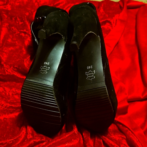 Women's Boots 4 in high heels buttons on the side black suede - Picture 5 of 6